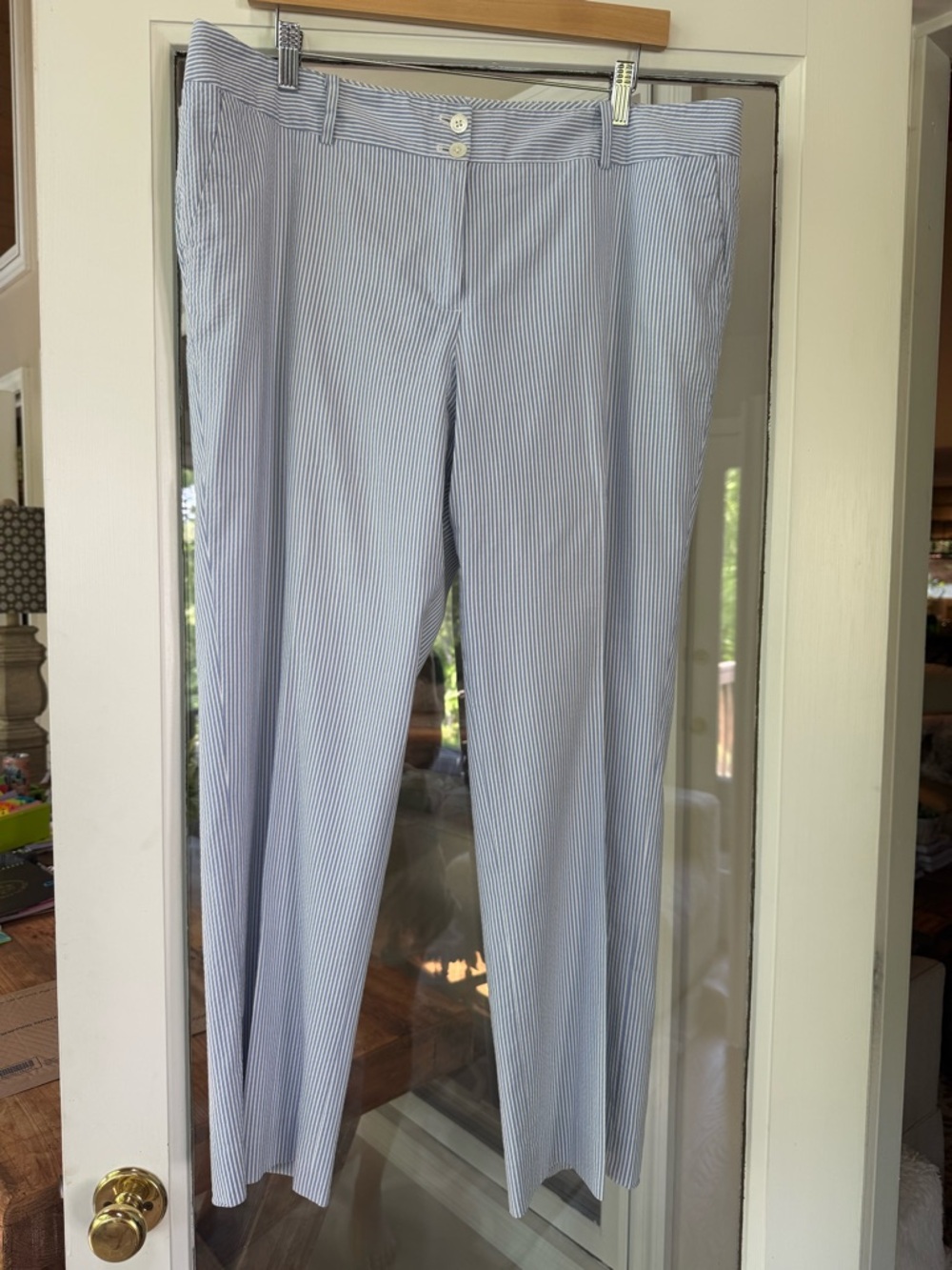 Women’s sz 16 Brooks Brothers Women's Light Blue and White Pinstripe Dress Pants